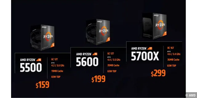 AMD Ryzen 7 5700X, Ryzen 5 5600 und Ryzen 5 5500