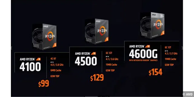 AMD Ryzen 5 4600G, Ryzen 5 4500 und Ryzen 3 4100