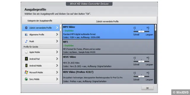 Der WinX HD Video Converter Deluxe konvertiert 4K Videos für 420+ Formate und Geräte in erstklassiger Geschwindigkeit.