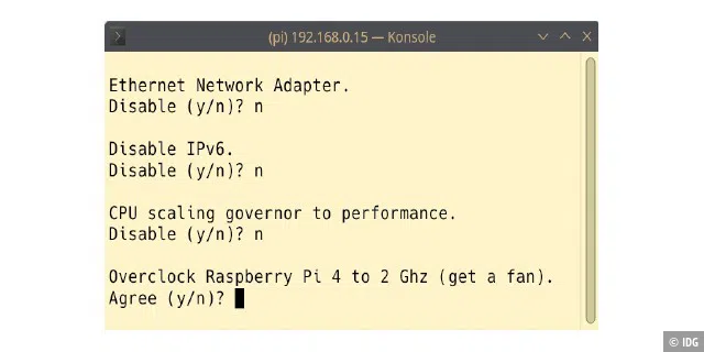 Eine Reihe von Tweaks: Mit die interessantesten Optimierungen sind in einer Reihe von Abfragen untergebracht. Pi Kiss kann beispielsweise jedes Raspberry-Pi-Modell übertakten.