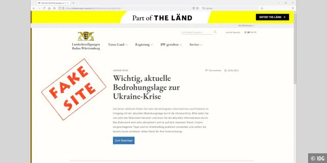 Fake-Website (Screenshot)