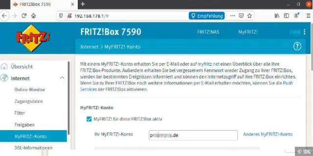 Myfritz-Konto: Fritzbox- Nutzer erhalten einen kostenlosen Domainnamen vom Hersteller. Der ist allerdings nicht für Dienste geeignet, die nur über IPv6 erreichbar sind.