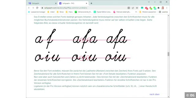 Damit sich ein gefälliges Schriftbild ergibt, ist bei der Erstellung des Fonts viel Feinarbeit notwendig. Eine FAQ von Calligraphr gibt die erforderlichen Tipps.