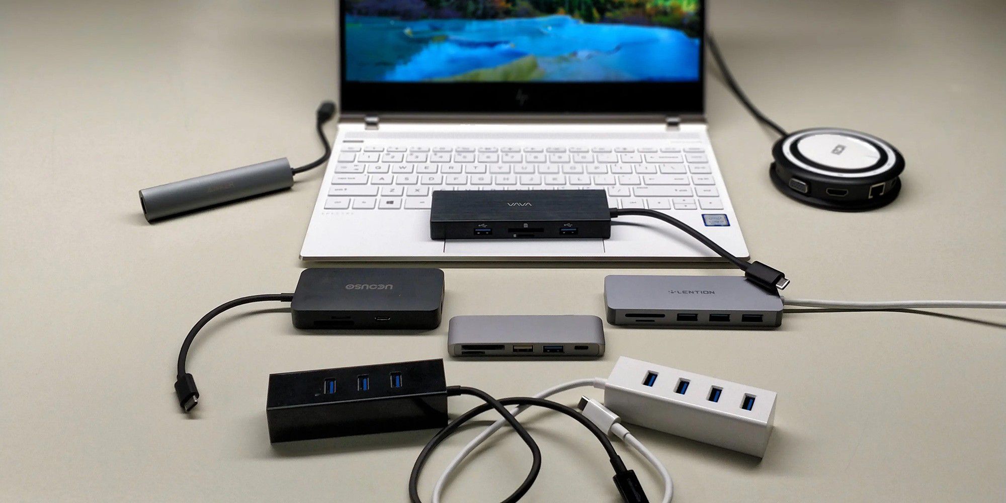dodowin USB-C Adapter 7 in 1 USB C Hub Aluminium tragbar kompatibel für Laptop 
