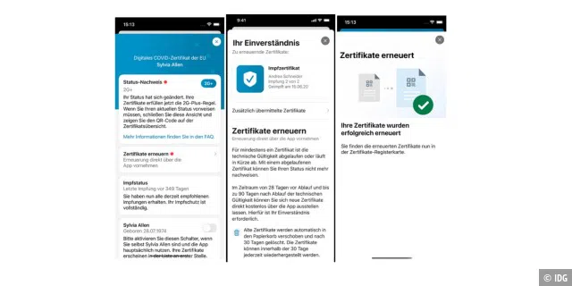 Corona-Warn-App 2.23: Digitale Zertifikate können direkt in der App erneuert werden