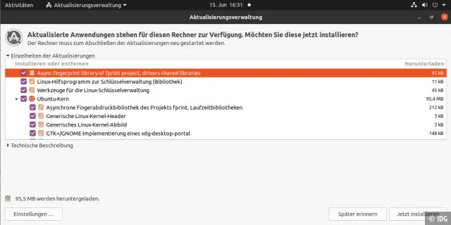 Sicherheitsupdates installiert Ubuntu automatisch, bei anderen Updates kann der Nutzer den Zeitpunkt selbst bestimmen.