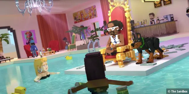 Die Metaverse-Firma The Sandbox hat für Snoop Dogg seine komplette Villa nachgebaut, inklusive rotem Teppich, Dope rauchender Statue und Ladies im Pool, die um seinen Thron schwimmen.