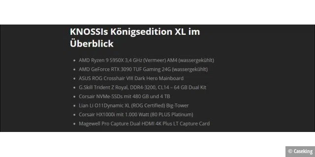 Komponentenübersicht über KNOSSIs Königsedition XL