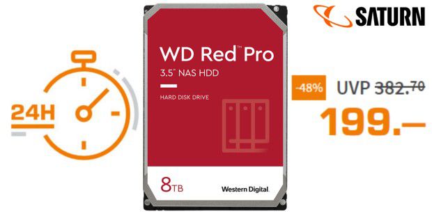 Tagesdeal: WD Red Pro mit 8 TB für 199 Euro bei Saturn