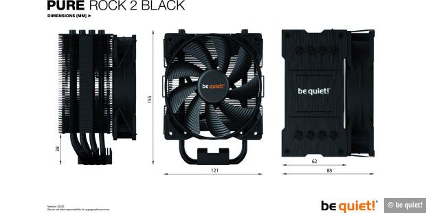 CPU-Kühler-Größe des be quiet! Pure Rock 2 Black
