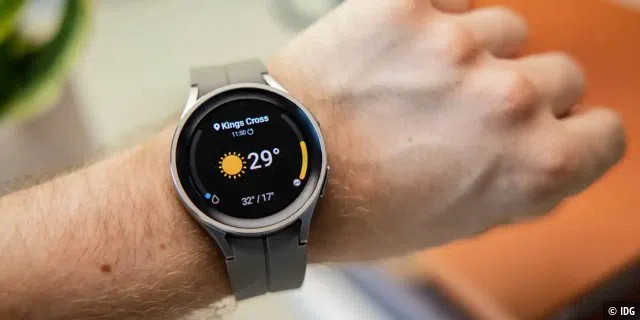 Galaxy Watch 5 Pro nur in einer Größe - 45 Millimeter. Die Uhr kann je nach Handgelenk klobig wirken.