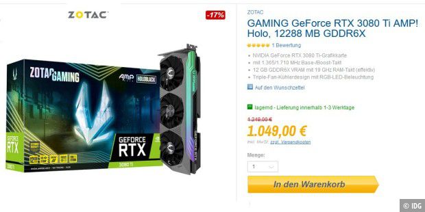 Grafikkarten mit NVIDIA GeForce RTX 3080 Ti, 3090 und 3090 Ti zum Schnäppchen-Preis