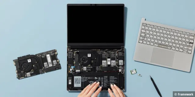 Der Framework Laptop ist modular aufgebaut und fürs einfache Reparieren und Upgraden gedacht. Um das zu unterstreichen, legt der US-Anbieter jedem Modell einen Schraubenzieher mit ins Paket.