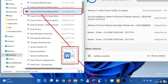 Auch mit dem Update auf Version 22H2 unterstützt Windows 11 immer noch kein Drag & Drop auf der Taskleiste.