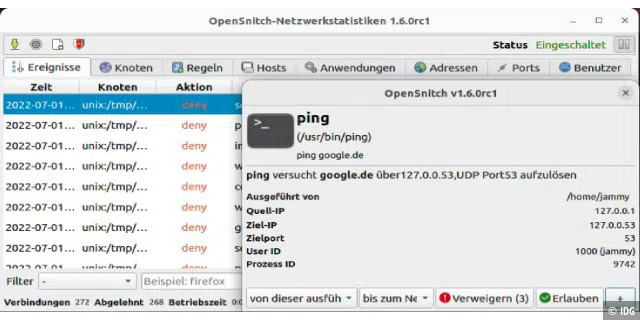 Eingehende und ausgehende Verbindungen aufzeigen: Opensnitch ist eine Desktopfirewall (Anwendungsfirewall) für Linux, die Programmen den Netzwerkzugriff auch verweigern kann.