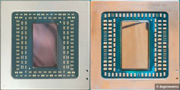 Der neue PS5-Chip Oberon Plus (links) ist kleiner, die Leistung bleibt aber gleich.
