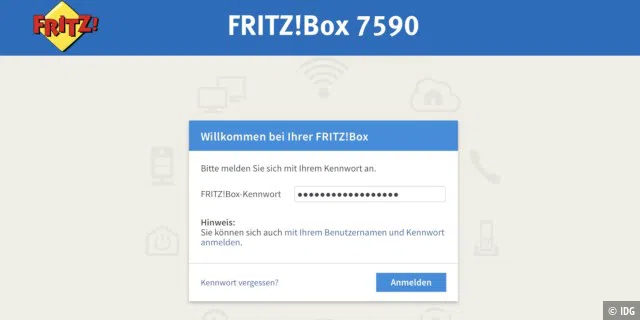 Das Login der Fritzbox.